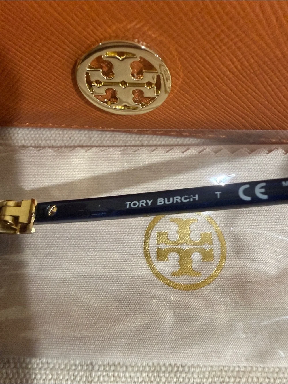 Tory Burch Navy Cat-Eye Optical Glasses with Orange Logo Case-RX ready No Lenses